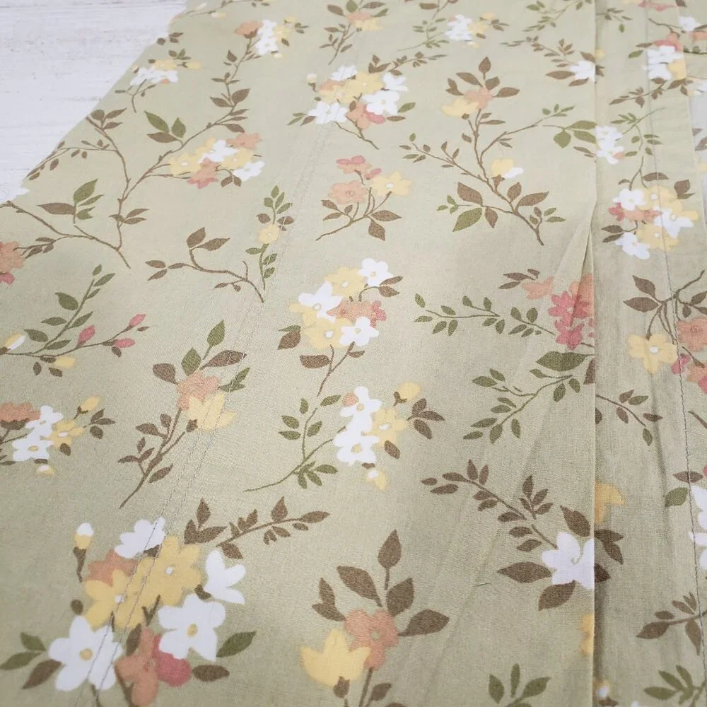 Woolrich  Olive Green Floral  Twin Extra Long Flat Sheet  64